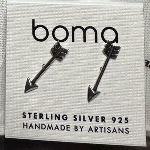 Boma Sterling Silver Arrow Stud Earrings Hypoallergenic Nickel Free 925